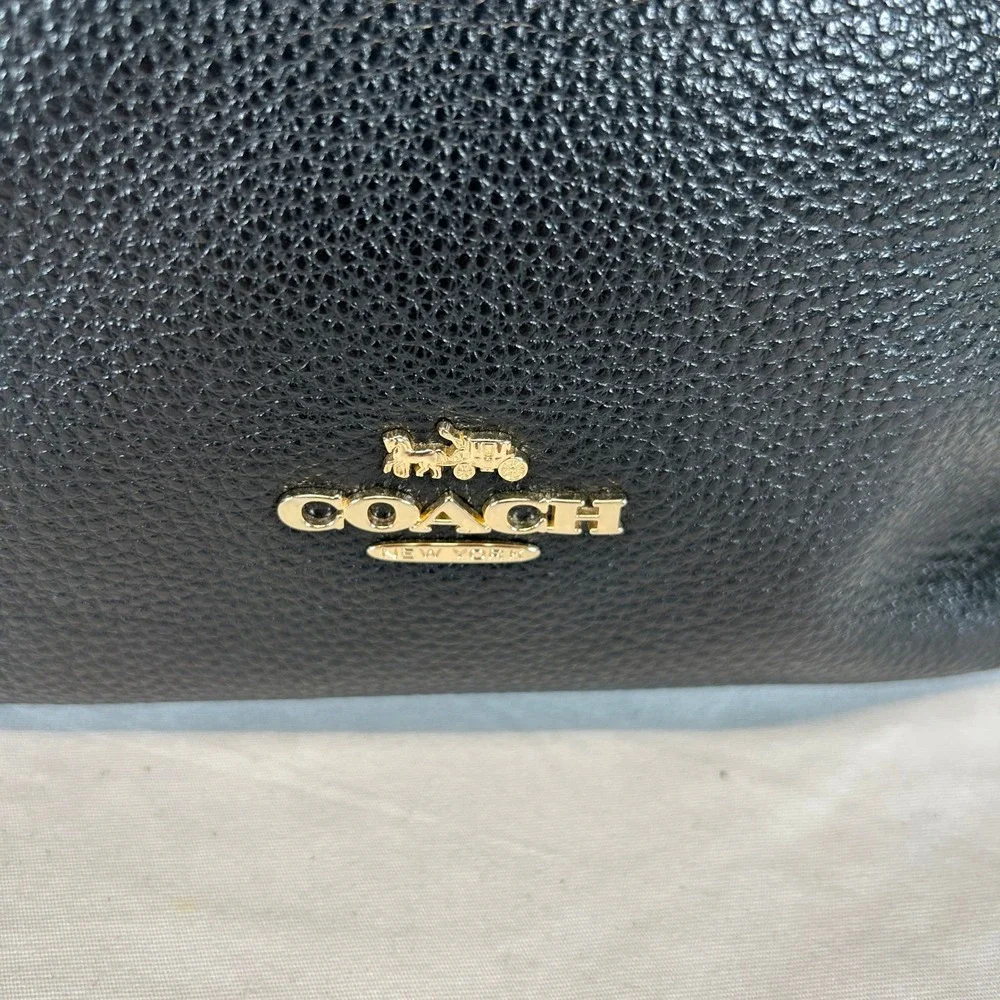 Coach Abbey Duffle Black Pebbled Leather Shoulder Crossbody Bag F31507 Gold Logo